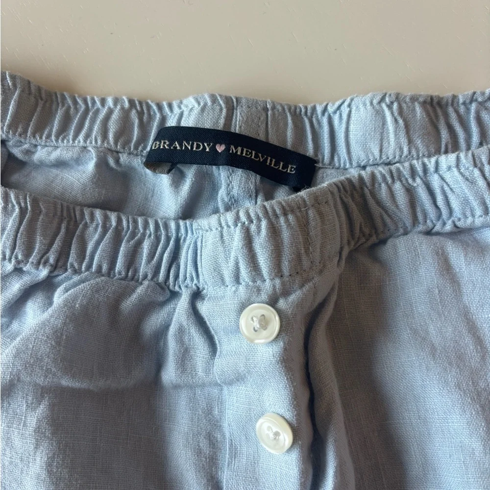 Brandy Melville Light Blue 100% Linen Shorts - Picture 2 of 5